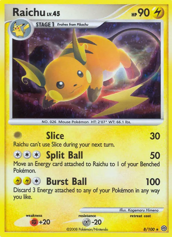 Raichu #8 — Diamond & Pearl Stormfront holo rare
