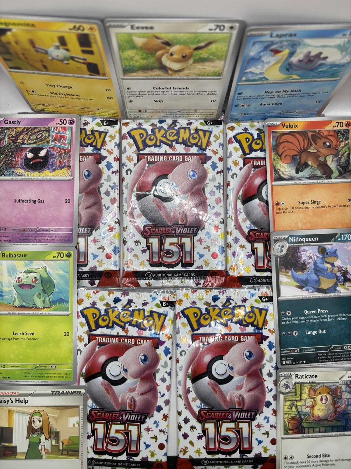 Pokémon 151 booster packs with base set cards