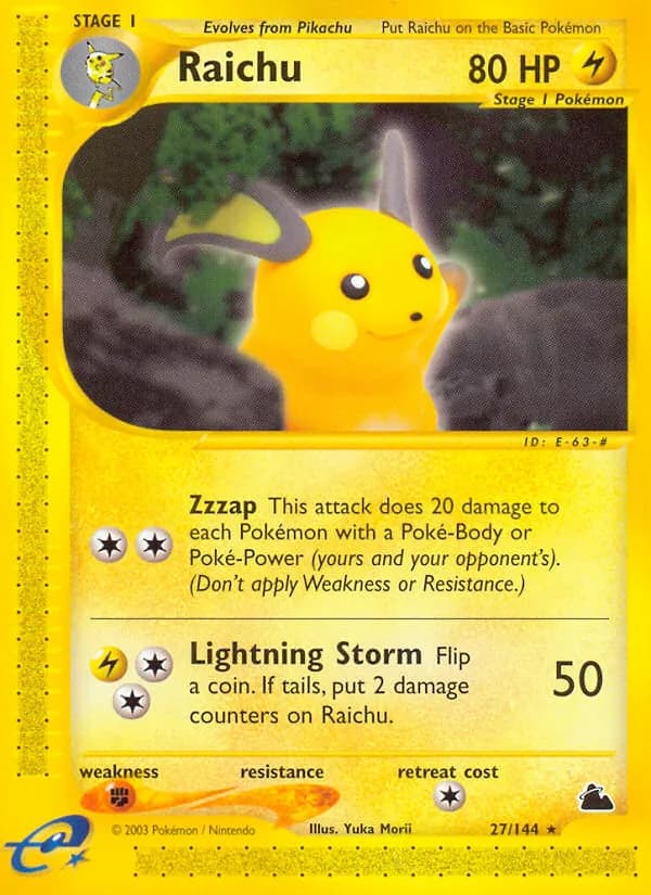 Raichu illustrated by Yuka Morii from Skyridge