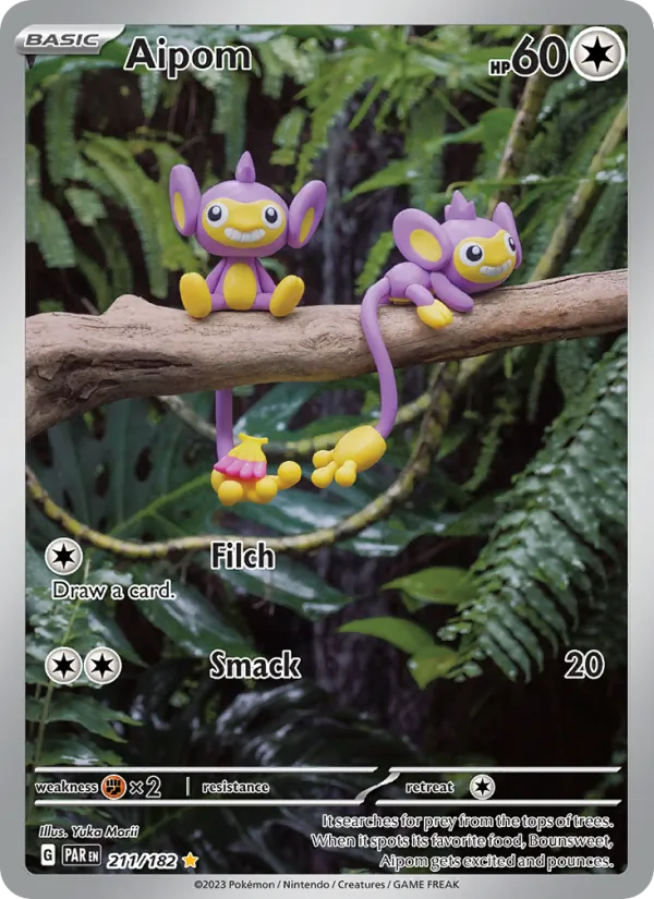 Aipom illustration rare by Yuka Morii from Paradox Rift
